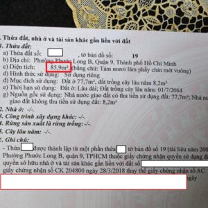 Bán đất đường Tăng Nhơn Phú 86m2 phường Phước Long xây tự do sẵn sổ hồng