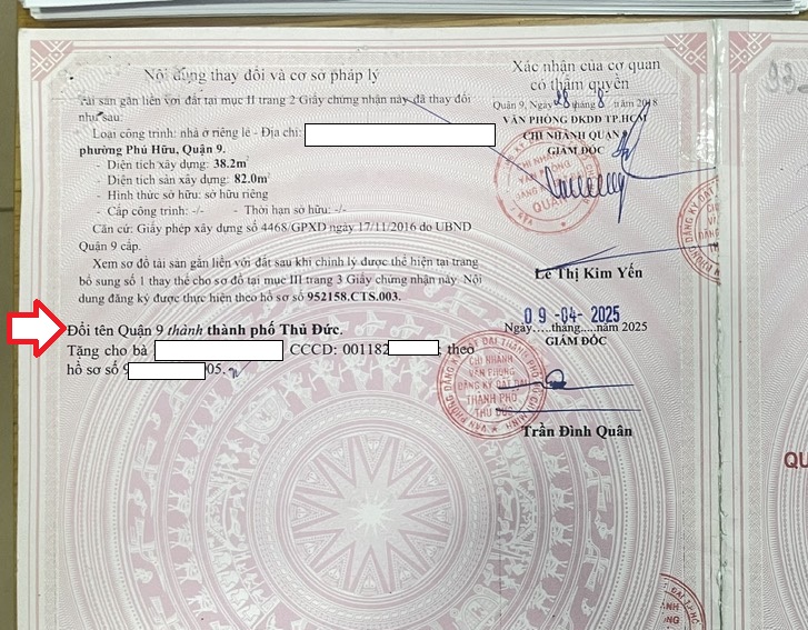 Minh họa về việc đổi địa chỉ trên sổ hồng sau khi sáp nhập tỉnh