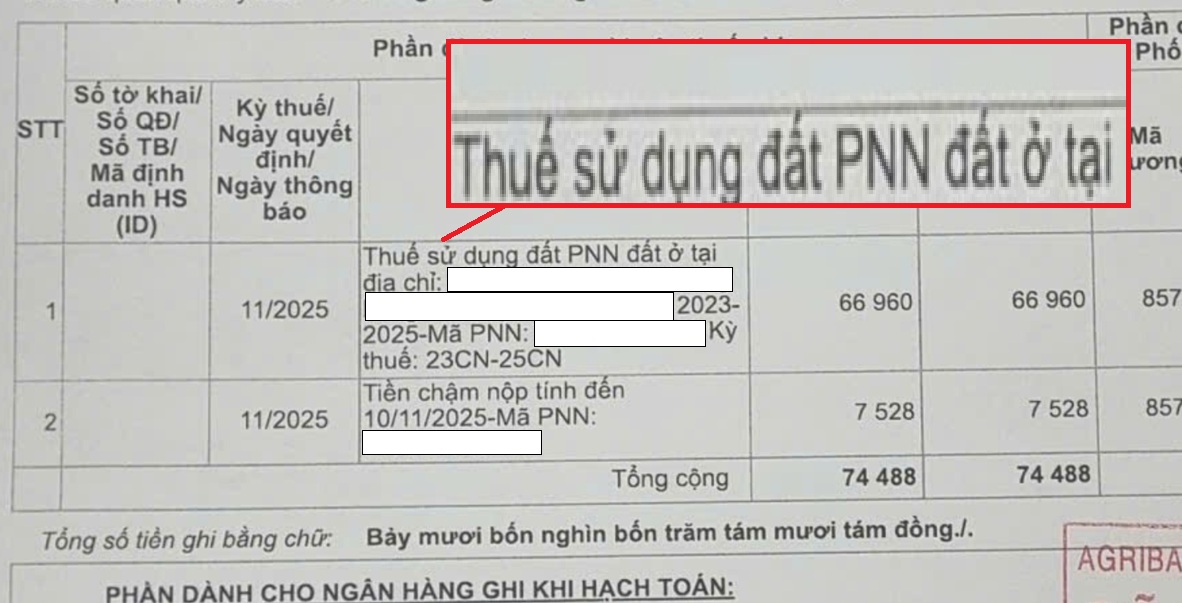 PHẢI ĐÓNG THUẾ PHI NÔNG NGHIỆP TRƯỚC KHI ĐĂNG BỘ SANG TÊN